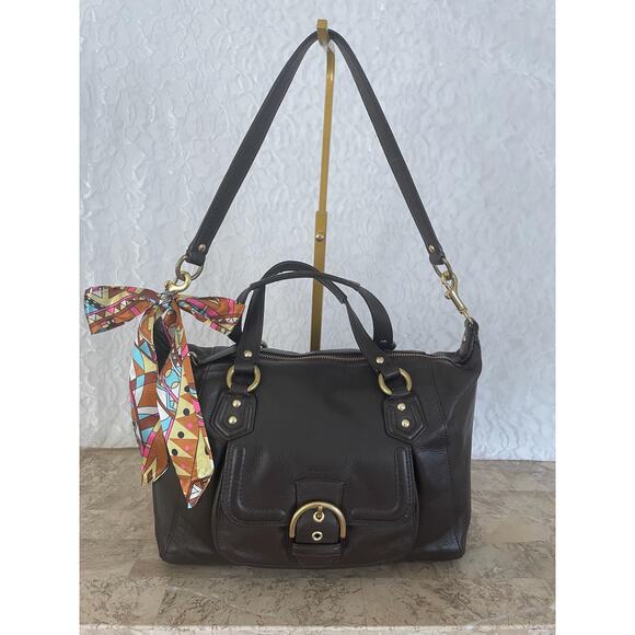 Coach campbell Dark brown leather convertible satchel shoulder bag F24690 - Picture 1 of 12